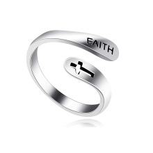 anel personalizado de aço inoxidável masculino joias católicas letras do alfabeto anéis religiosos anel da letra da fé